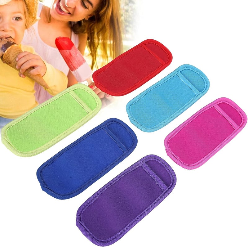 woobles 6pcs Reusable Popsicle Bags, Ice Pop Sleeves Antifreezing Sleeves, Neoprene Ice Pop Sleeves Portable Popsicle Holder Bags, 6 Colors Ice Freezer Protective Cover for Kids Party - Image 4